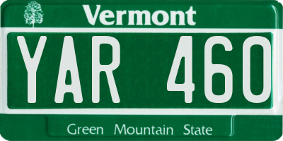 VT license plate YAR460