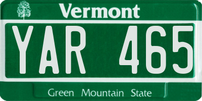 VT license plate YAR465