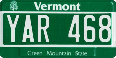 VT license plate YAR468