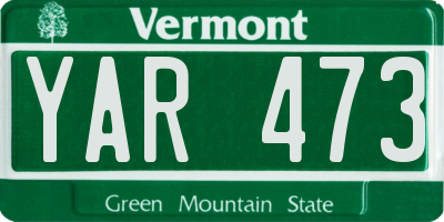 VT license plate YAR473
