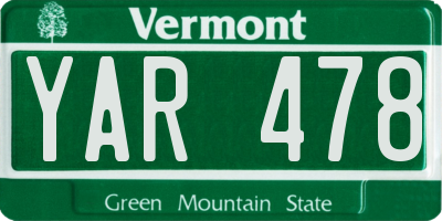 VT license plate YAR478