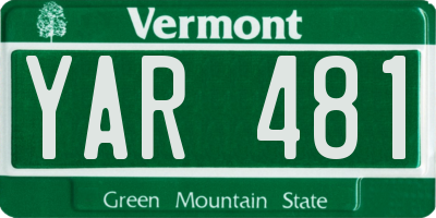VT license plate YAR481
