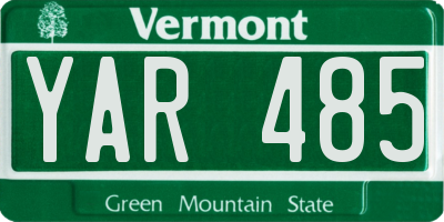VT license plate YAR485