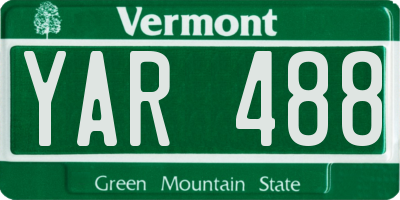 VT license plate YAR488