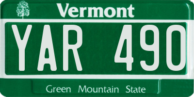 VT license plate YAR490