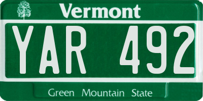 VT license plate YAR492