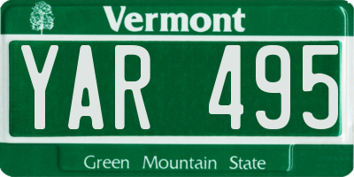VT license plate YAR495