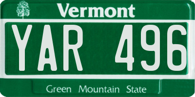 VT license plate YAR496