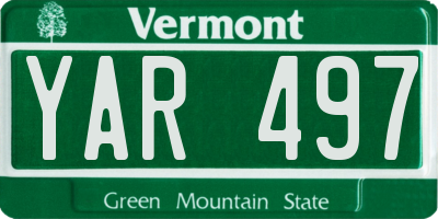 VT license plate YAR497