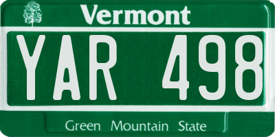 VT license plate YAR498