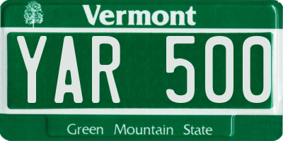 VT license plate YAR500
