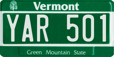 VT license plate YAR501