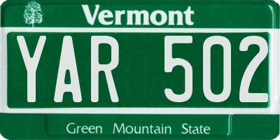 VT license plate YAR502