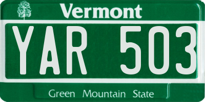 VT license plate YAR503