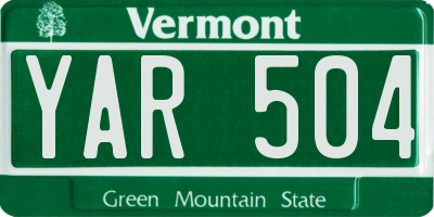 VT license plate YAR504