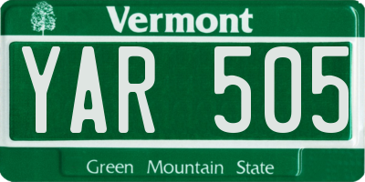 VT license plate YAR505