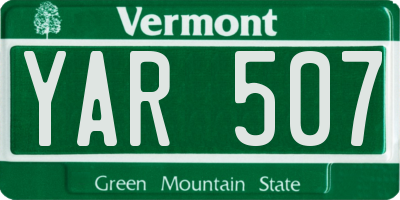VT license plate YAR507
