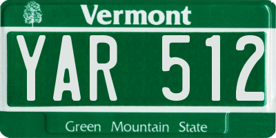 VT license plate YAR512