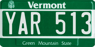 VT license plate YAR513