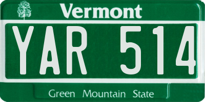 VT license plate YAR514