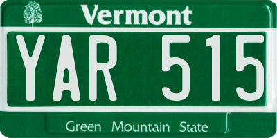 VT license plate YAR515