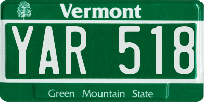 VT license plate YAR518