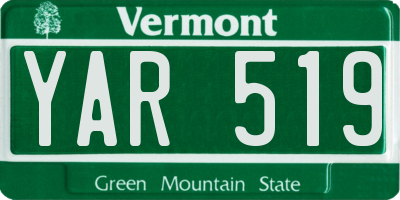 VT license plate YAR519