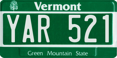 VT license plate YAR521