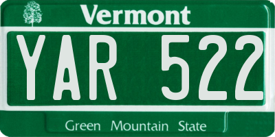VT license plate YAR522