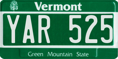 VT license plate YAR525