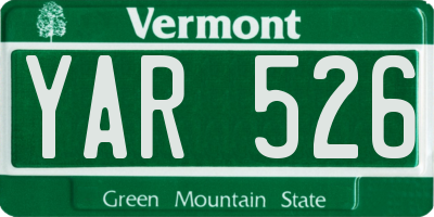 VT license plate YAR526