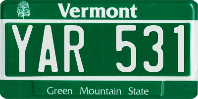 VT license plate YAR531