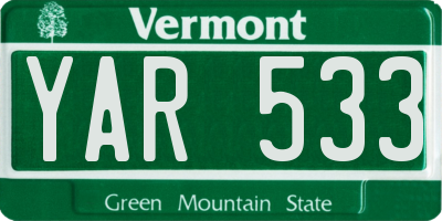 VT license plate YAR533