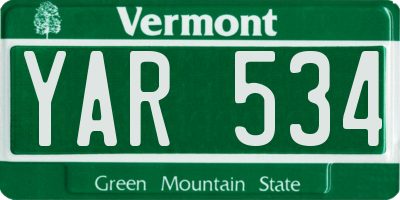 VT license plate YAR534