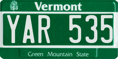 VT license plate YAR535