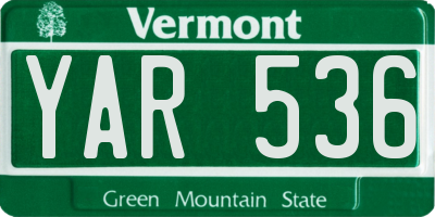 VT license plate YAR536