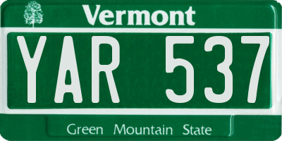 VT license plate YAR537