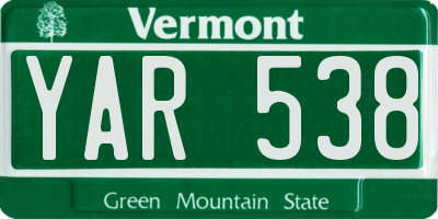 VT license plate YAR538