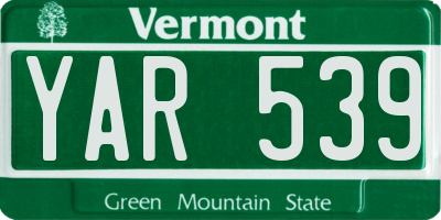 VT license plate YAR539