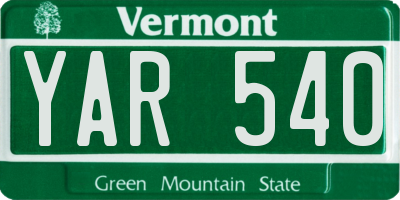 VT license plate YAR540