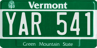 VT license plate YAR541