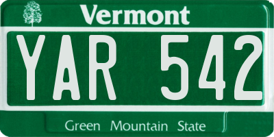 VT license plate YAR542