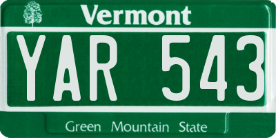 VT license plate YAR543