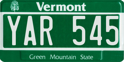 VT license plate YAR545