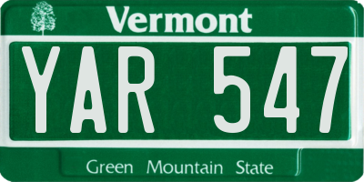 VT license plate YAR547