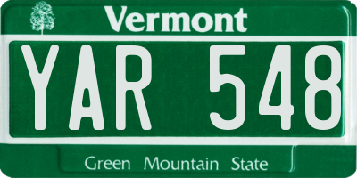 VT license plate YAR548