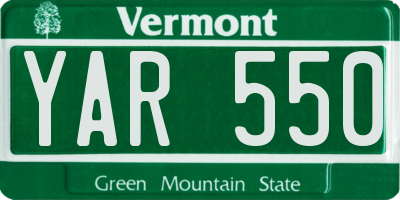 VT license plate YAR550