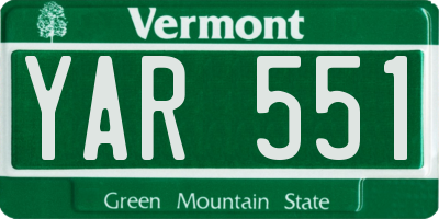 VT license plate YAR551