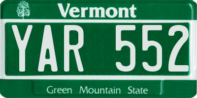 VT license plate YAR552