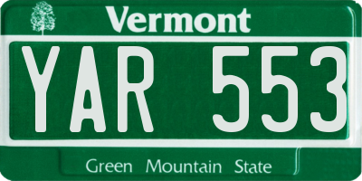 VT license plate YAR553